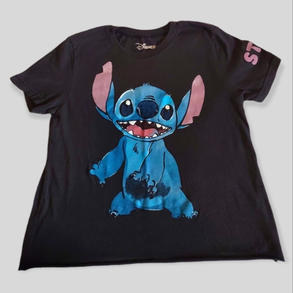 Disney Stitch Crop top graphic tee t shirt size XS dark grey - Picture 1 of 5